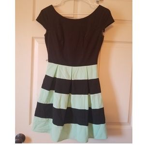 Black and pale/teal blue dress